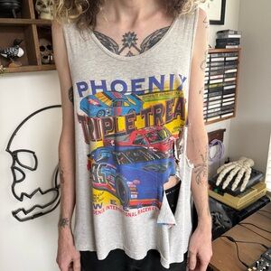Vintage 90s Thrashed Distressed Phoenix International Raceway Tank Top ~ Size L